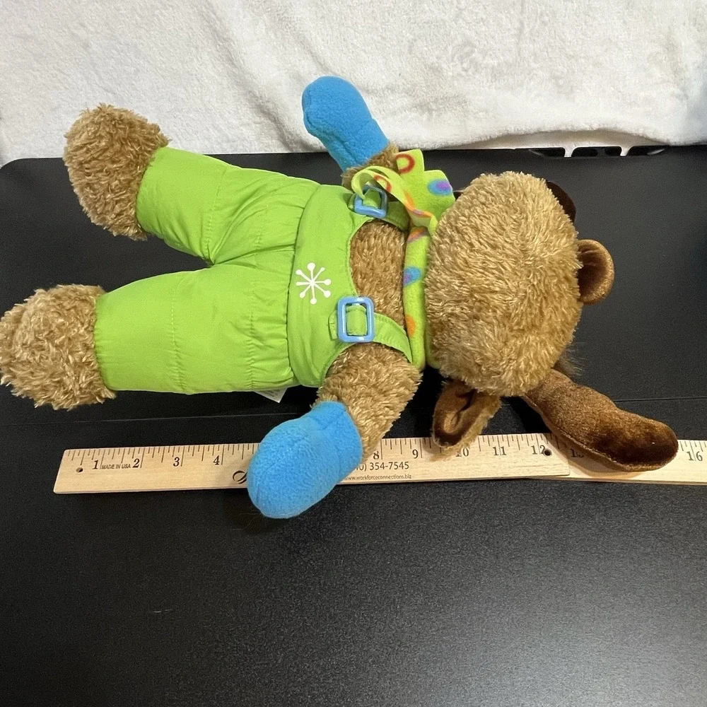 Dan Dee Moose Plush Stuffed Animal Winter Green Snowsuit Mittens Scarf